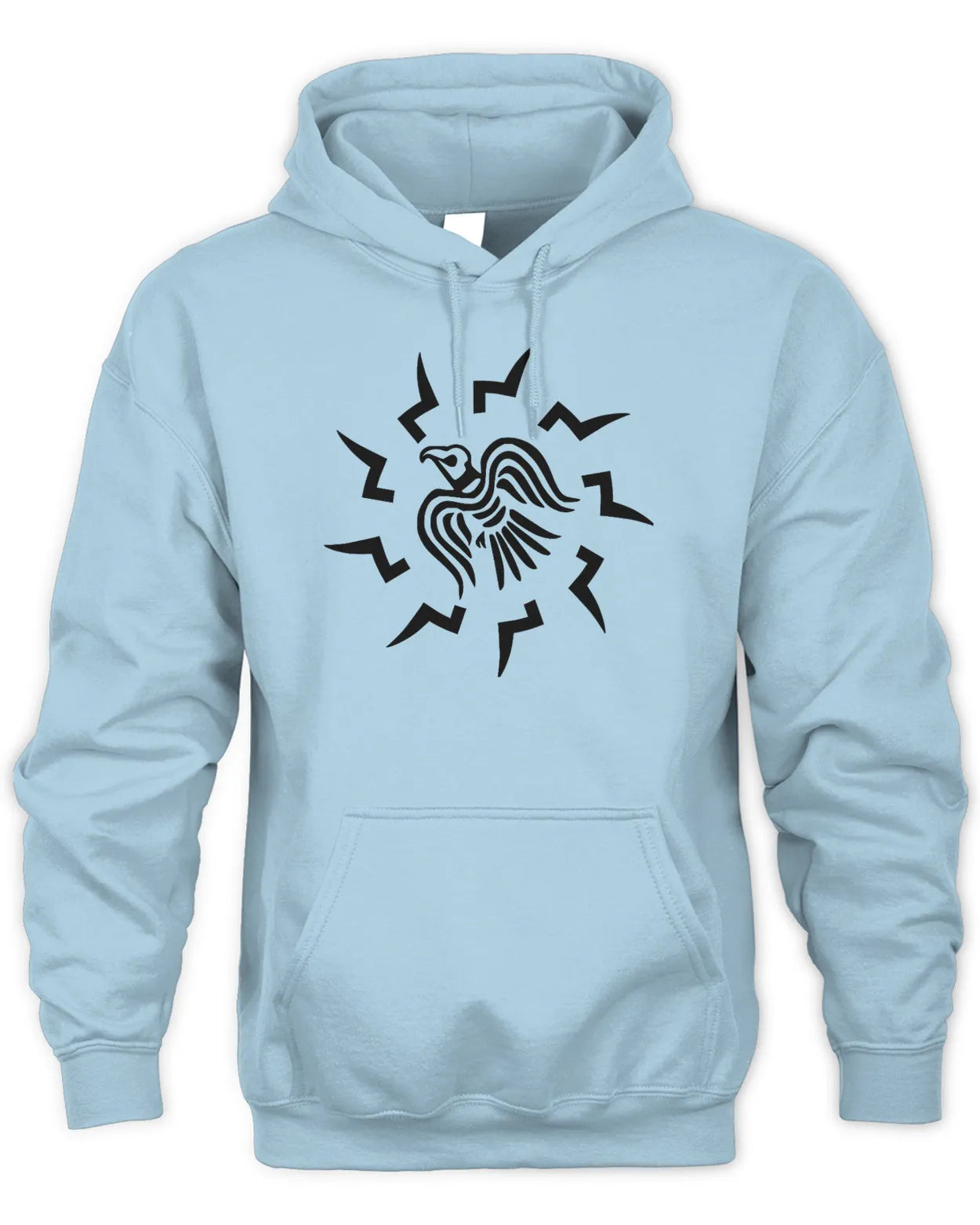 Embroidered Unisex Hoodie - "Hrafni" Viking Raven - Black on Light