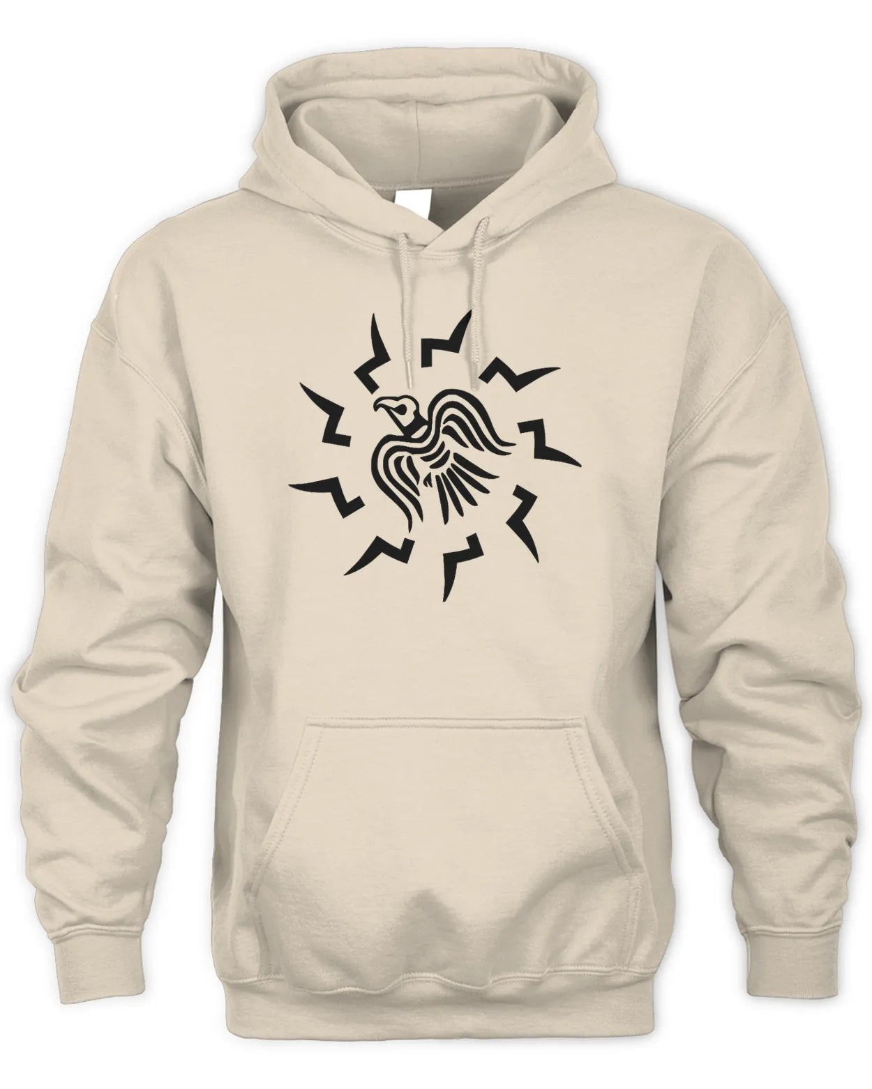 Embroidered Unisex Hoodie - "Hrafni" Viking Raven - Black on Light