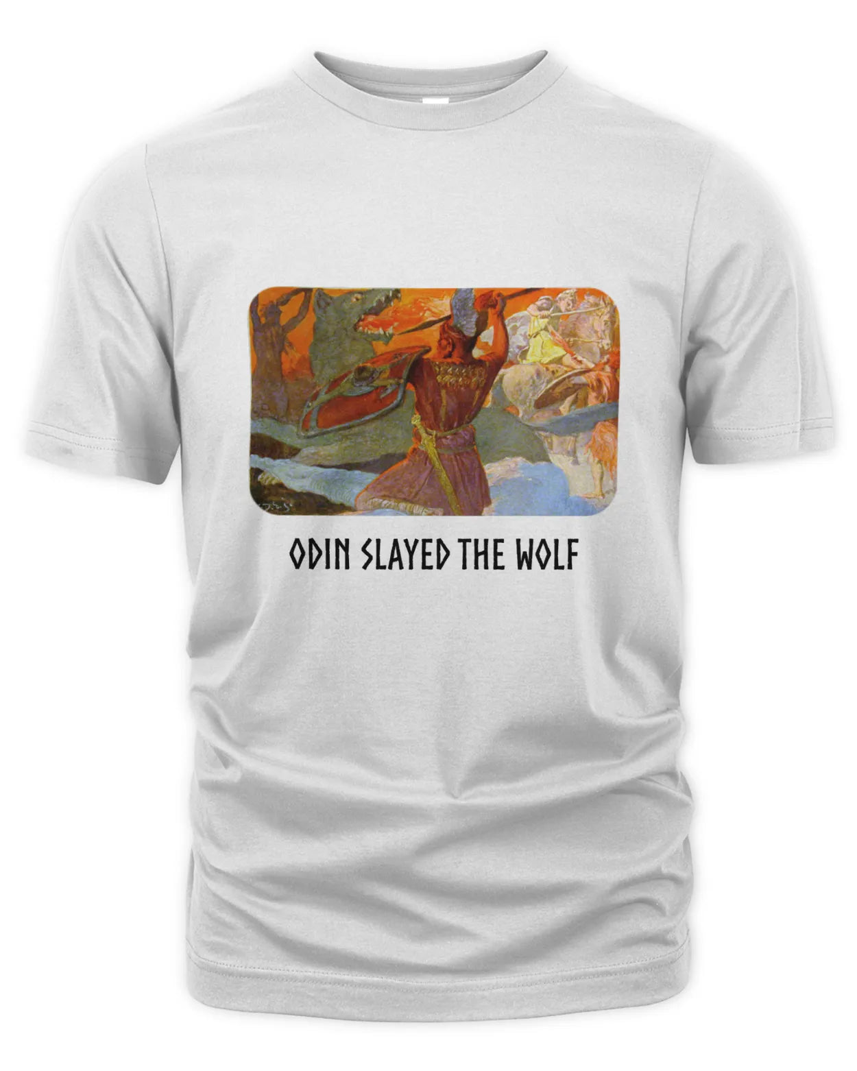 T-Shirt - Odin Slayed the Wolf Fenrir on Ragnarök - Emil Doepler