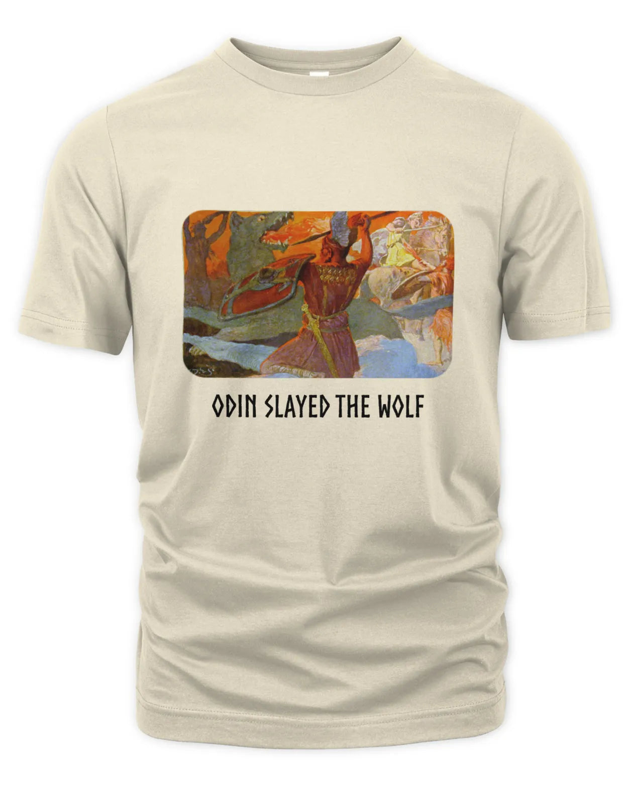 T-Shirt - Odin Slayed the Wolf Fenrir on Ragnarök - Emil Doepler