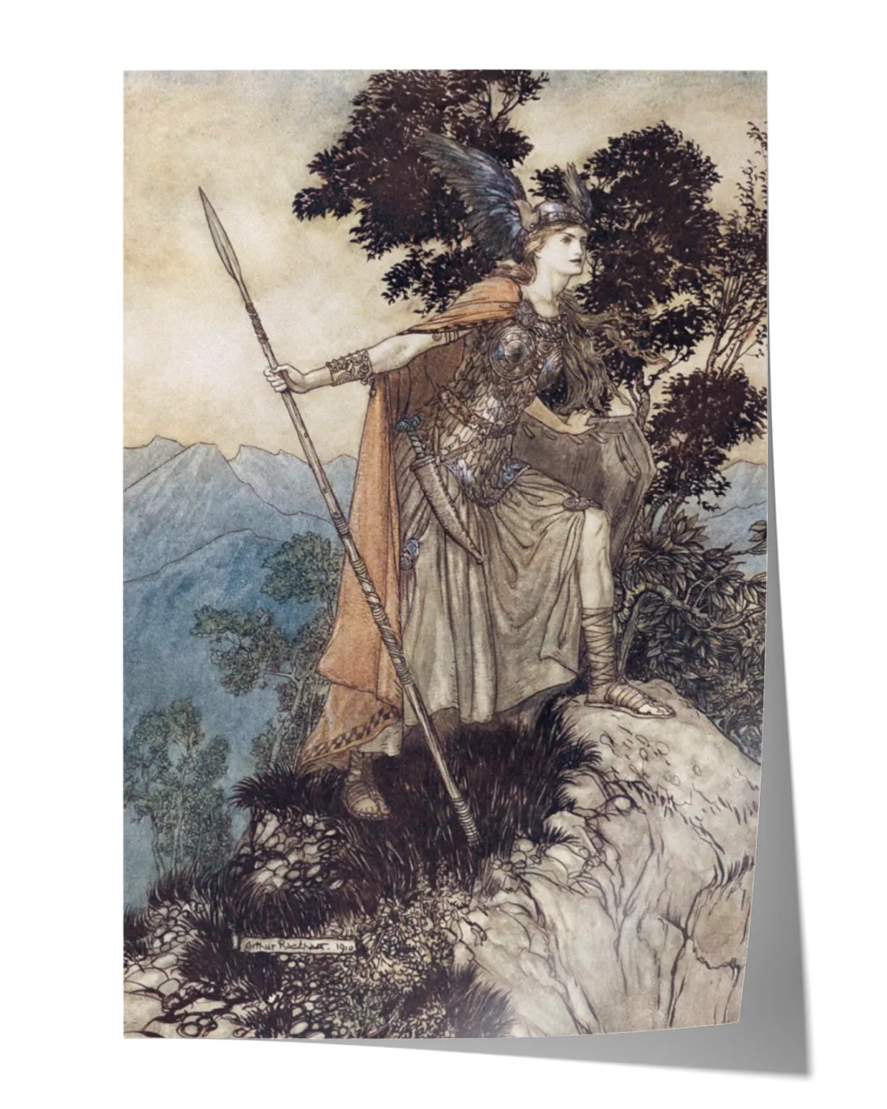 Poster - Freyja Overlooking Asgard - Arthur Rackham (24x36")