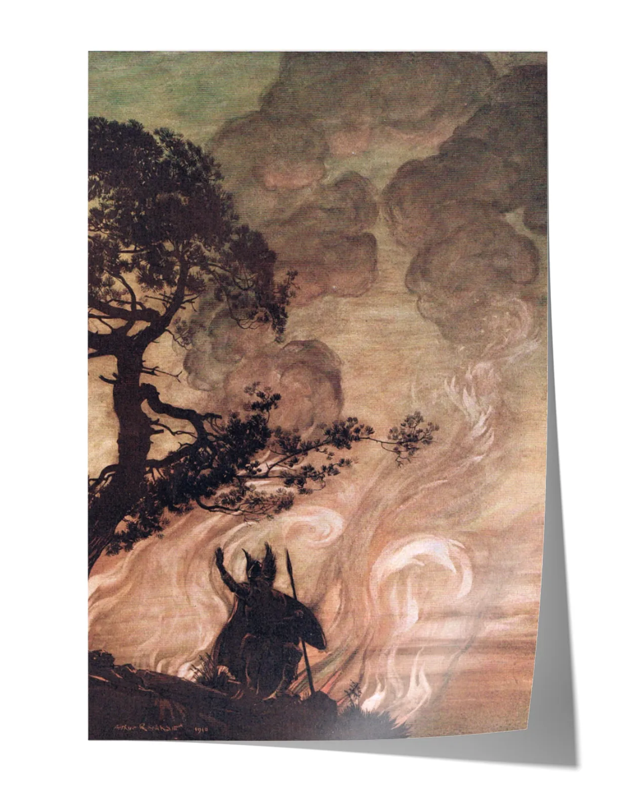 Poster - Odin Looks Sorrowfully Back at Brynhild - Arthur Rackham (24x36")