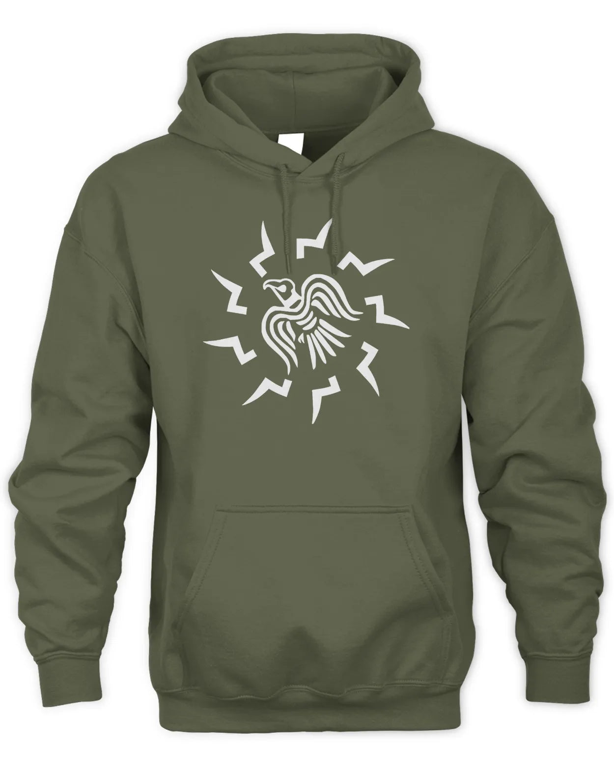 Embroidered Unisex Hoodie - "Hrafni" Viking Raven - White on Dark