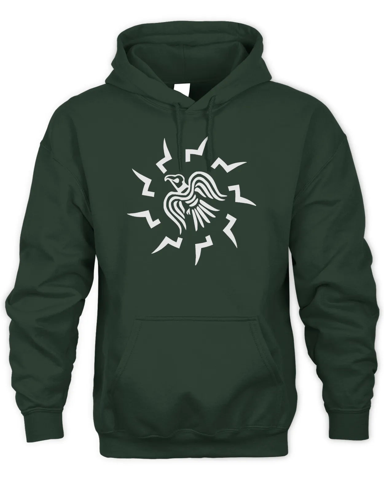 Embroidered Unisex Hoodie - "Hrafni" Viking Raven - White on Dark