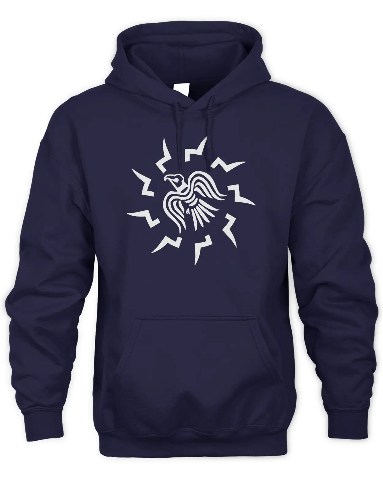 Embroidered Unisex Hoodie - "Hrafni" Viking Raven - White on Dark