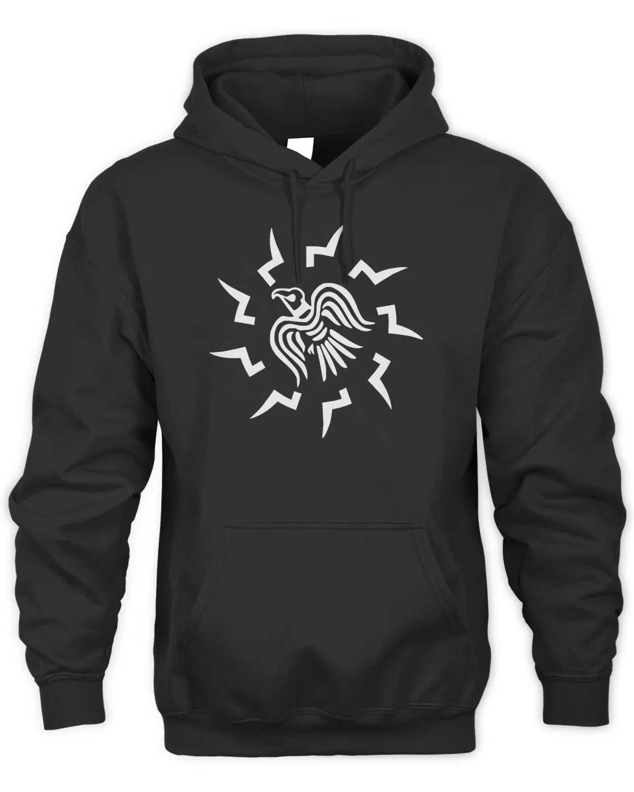 Embroidered Unisex Hoodie - "Hrafni" Viking Raven - White on Dark