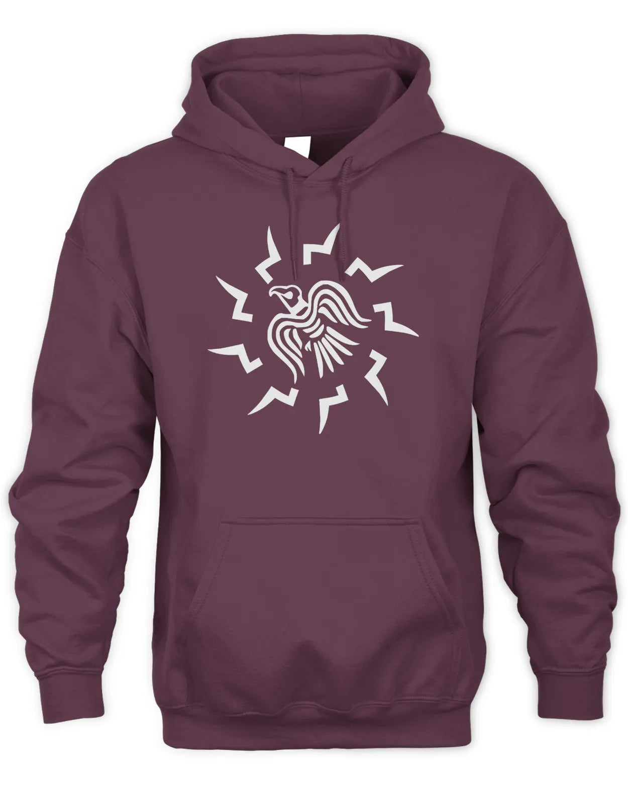 Embroidered Unisex Hoodie - "Hrafni" Viking Raven - White on Dark